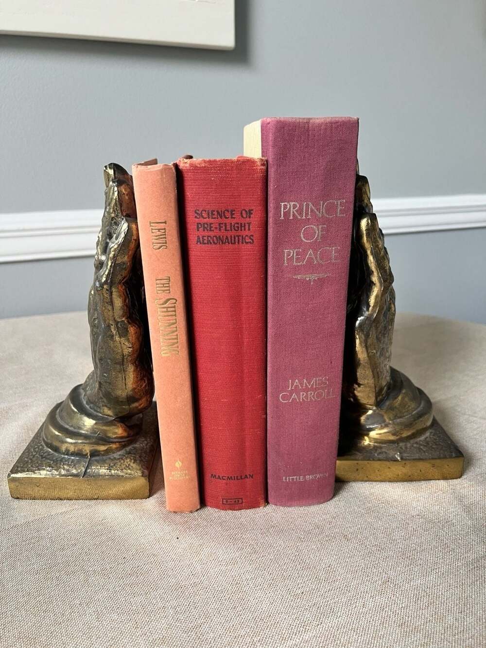 Vintage PM Craftsman Brass Praying Hands Bookends